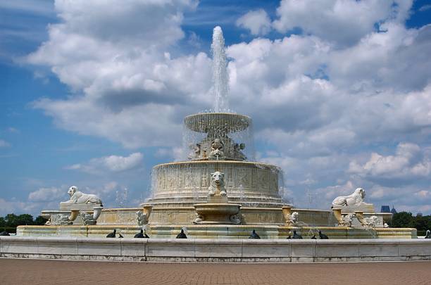 Fountain at Belle Isle Park in Detroit stock photo