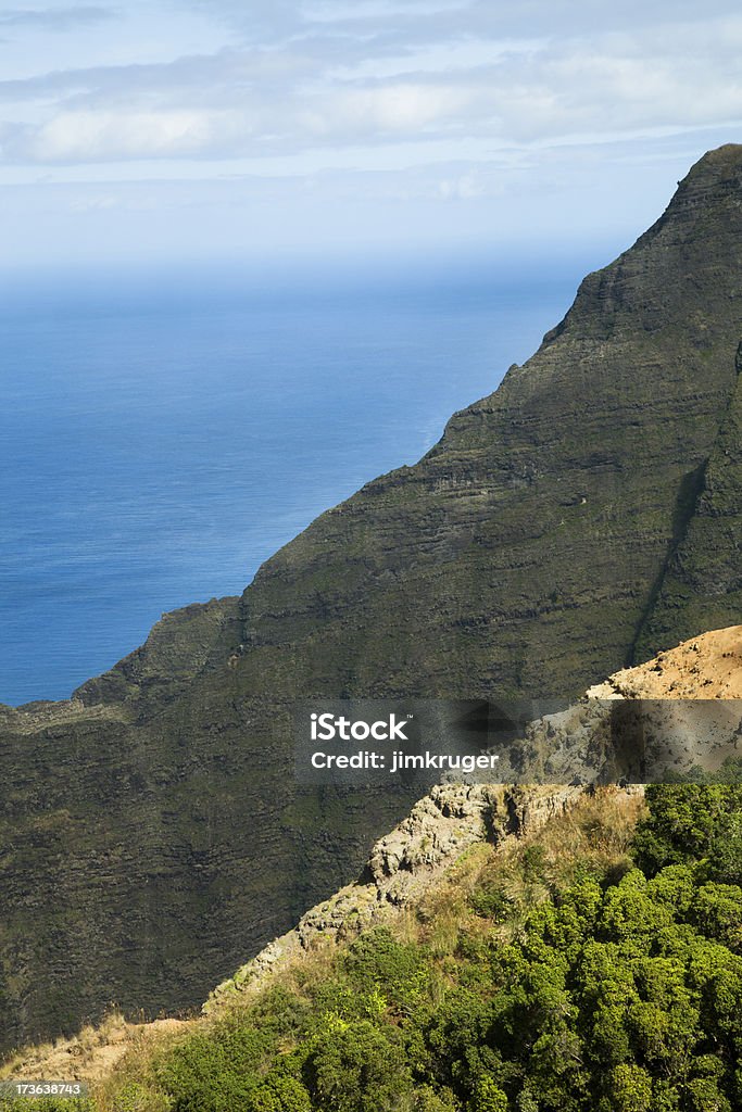 Hawaii view over Pacific from Kauai's Na Pali "View from a cliff on Kauai's Na Pali Coastline after a long hike.  Hawaii, USA." Oahu Stock Photo