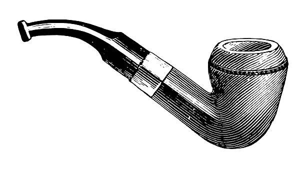 Pipe "Antique engraving of pipe, isolated on white. Very high XXXL resolution image scanned at 600 dpi. CLICK ON THE LINKS BELOW FOR HUNDREDS SIMILAR IMAGES:" pipe smoking pipe stock illustrations