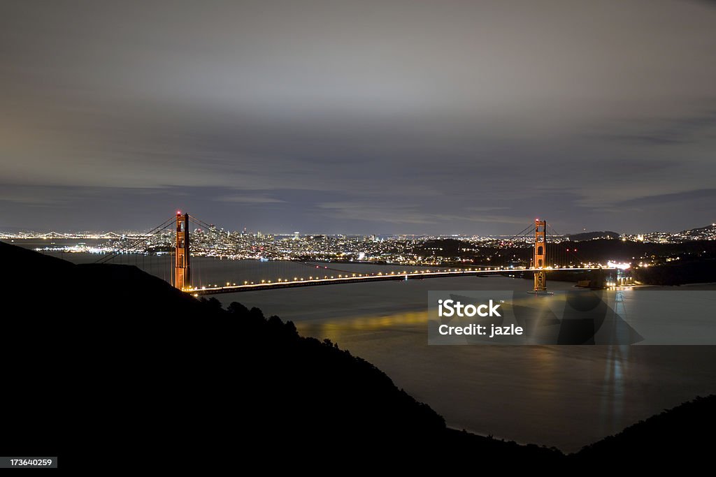 Golden Gate à noite - Foto de stock de Arquitetura royalty-free