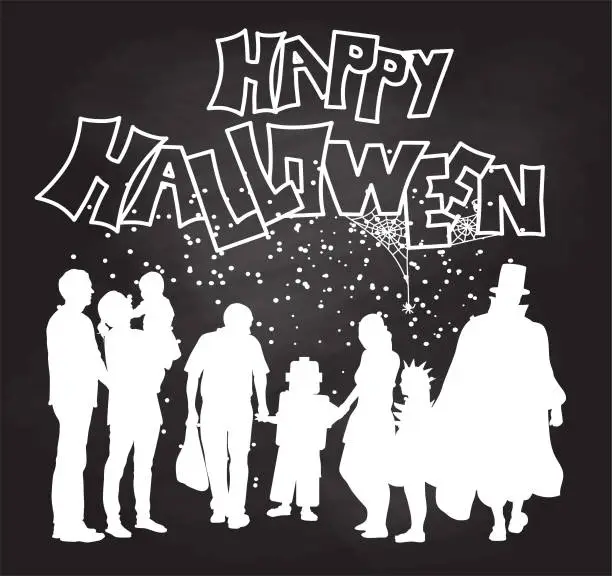 Vector illustration of Halloween Neighbours Blackboard