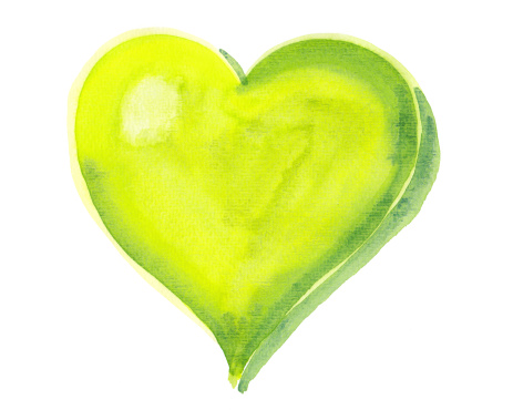 A green heart painted by myself with watercolors. Symbol for love for the nature/environment or symbol for Valentine's Day.For more images of Hearts click below: