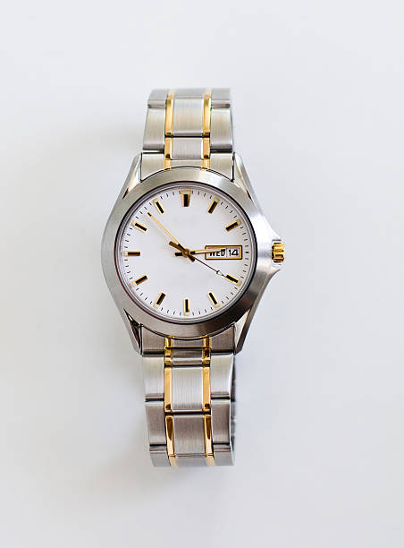 istock Watch silver gold isolated on white 173640935