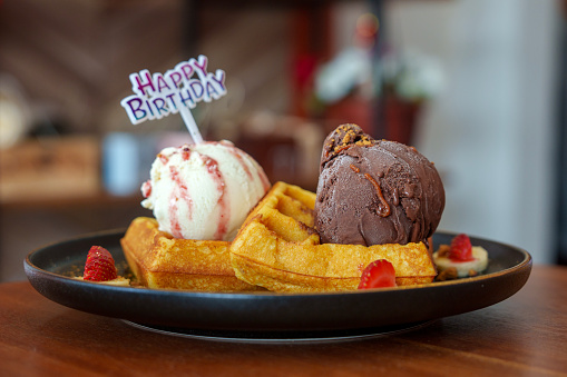 Happy Birthday Ice Cream Waffle Cake