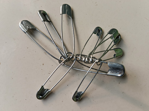 A collection of safety pins.