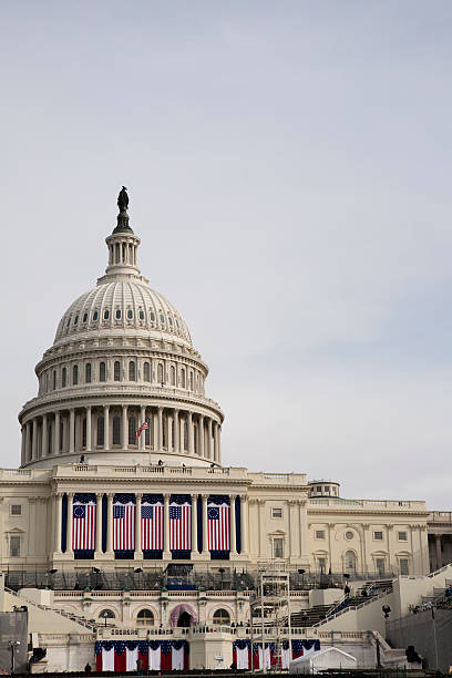 presidente barack obama di insediamento, washington dc capitol building - inauguration into office washington dc barack obama capitol building foto e immagini stock