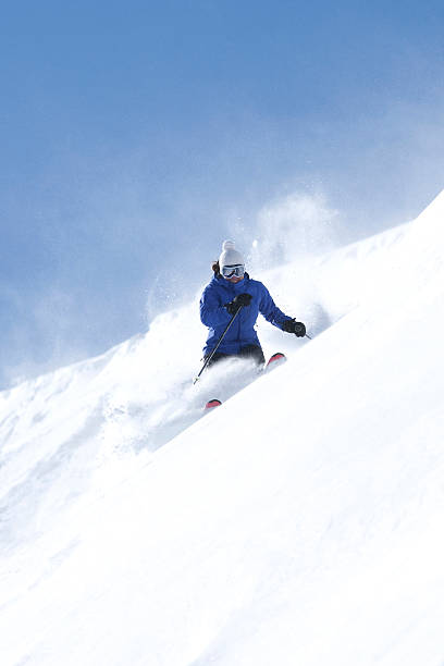 polvere sciatore - skiing powder snow snow telluride foto e immagini stock