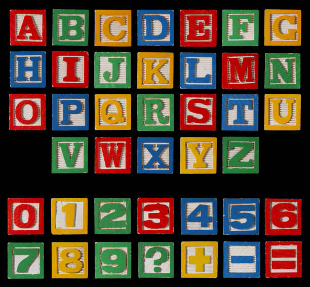 istock Alphabet Blocks XXXL on Black Complete Set  with Numbers 173644329