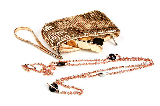 istock Gold metallic purse and necklace 173644984