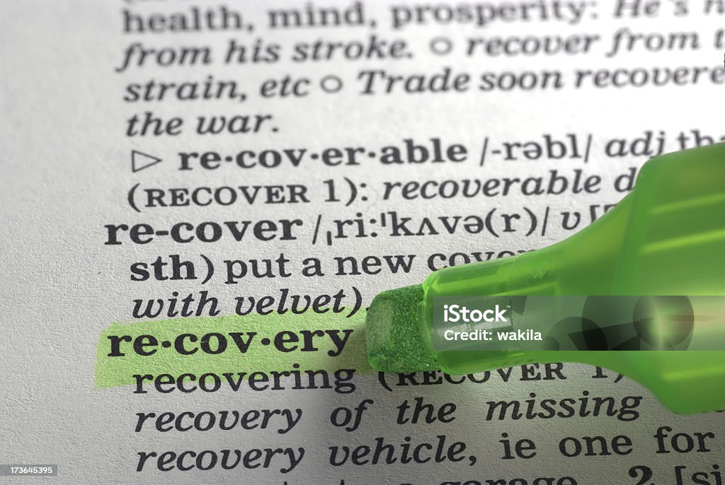 recovery defintion hervorgehoben im Wörterbuch - Lizenzfrei Erholung Stock-Foto