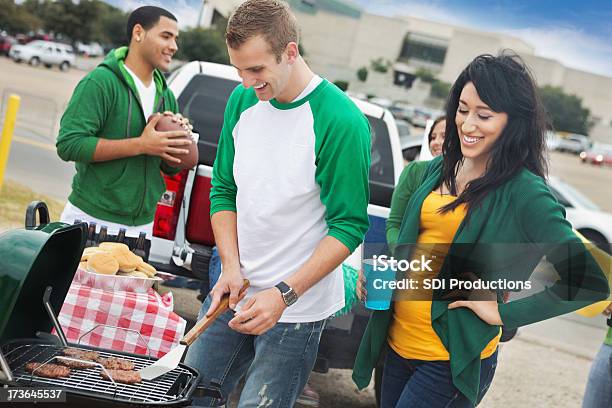 College Football Fans Grilling Tailgating At Stadium Stock Photo - Download Image Now