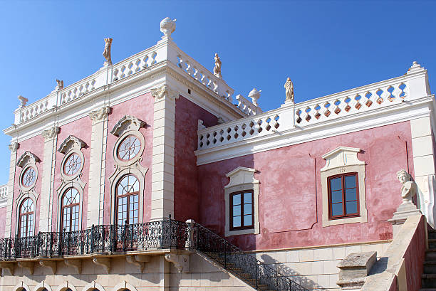 Sintra, Portugal: July 26, 2023: Palacio Nacional de Queluz National Palace. Pavilhao Robillion Pavilion and Escadaria dos Leoes aka Lions Staircase. Sintra, Portugal