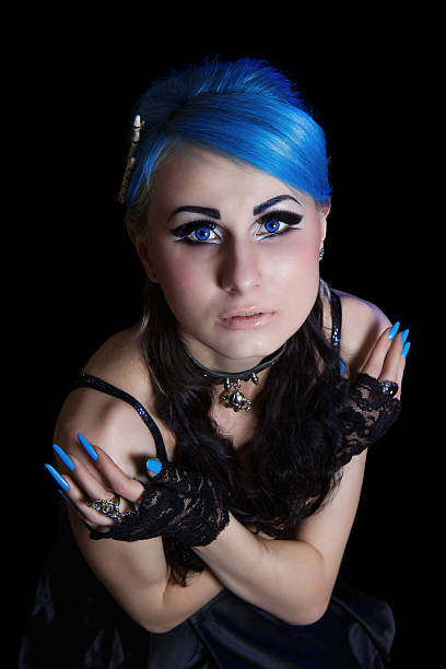 istock Gothic woman with blue hairs 173649205