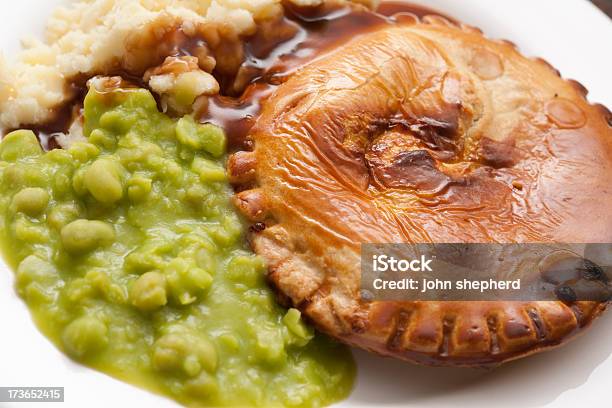 Pie Mash And Mushy Peas From Above Stock Photo - Download Image Now - Gravy, Savory Pie, Color Image