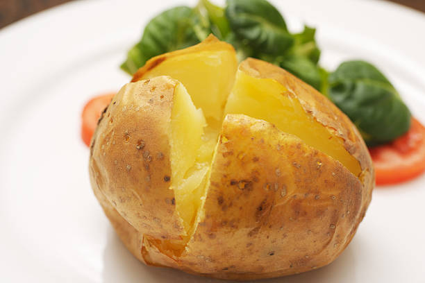 baked potato with salad