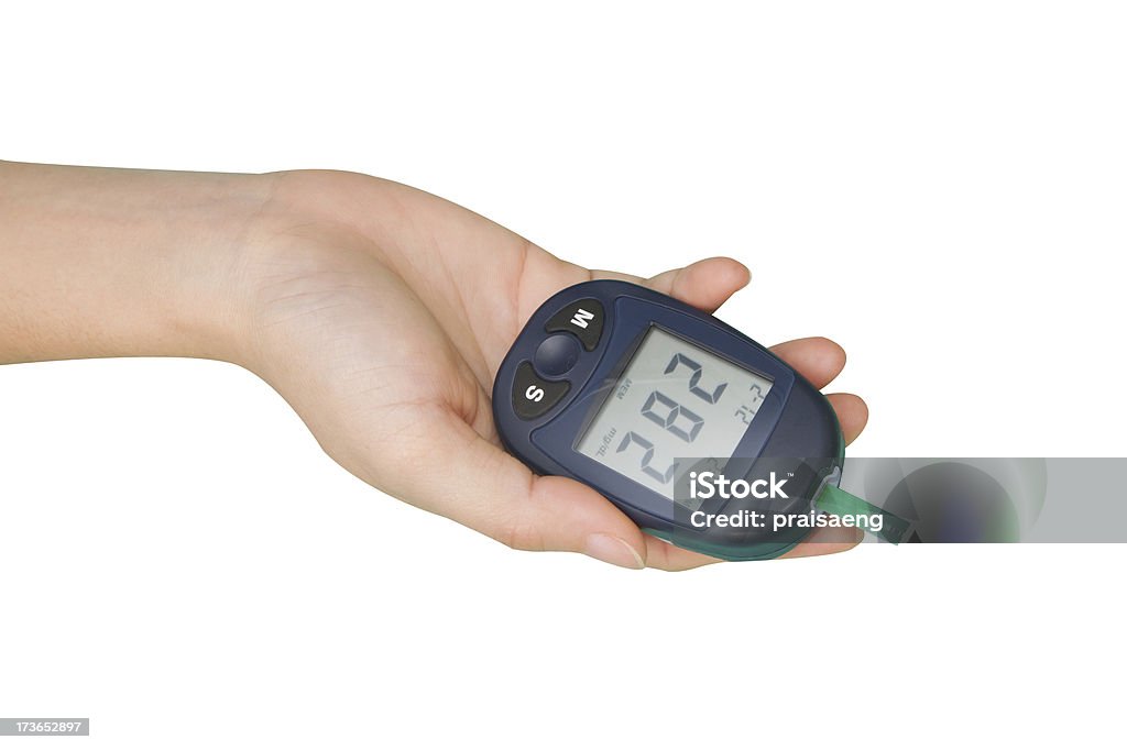 Mão com glucometer - Royalty-free Análise de Açúcar no Sangue Foto de stock