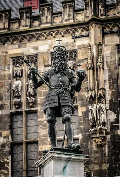 Statue of Charlemagne in front of the Aachen Town Hall