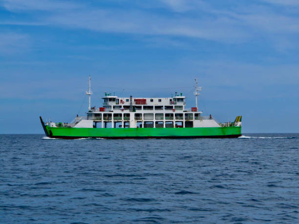 istock Cargo-passenger ferry on the open sea. 1736553671