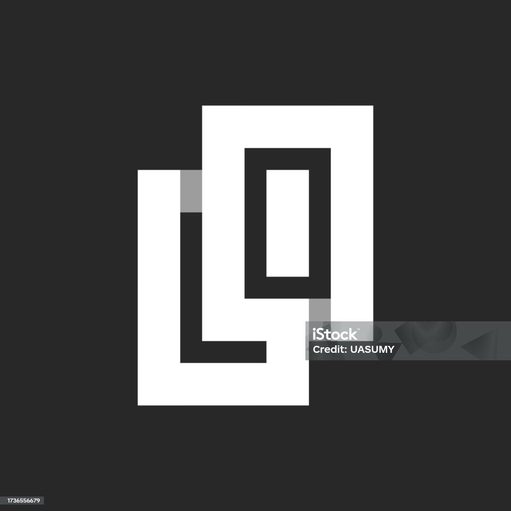 Parallel Letter L Initials Lo Or Ol Bold Letters Monogram From Wide Stripes On A Black ...