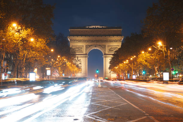 istock Arc de Triomph in Paris France by night December 1736558422