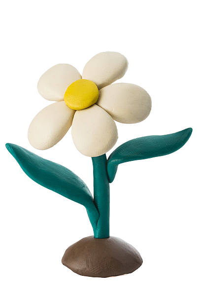 istock Plasticine white flower with leaves growing on the ground 173656366