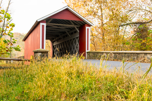 Covered bridge in Yorklyn, Delaware in the Autumn