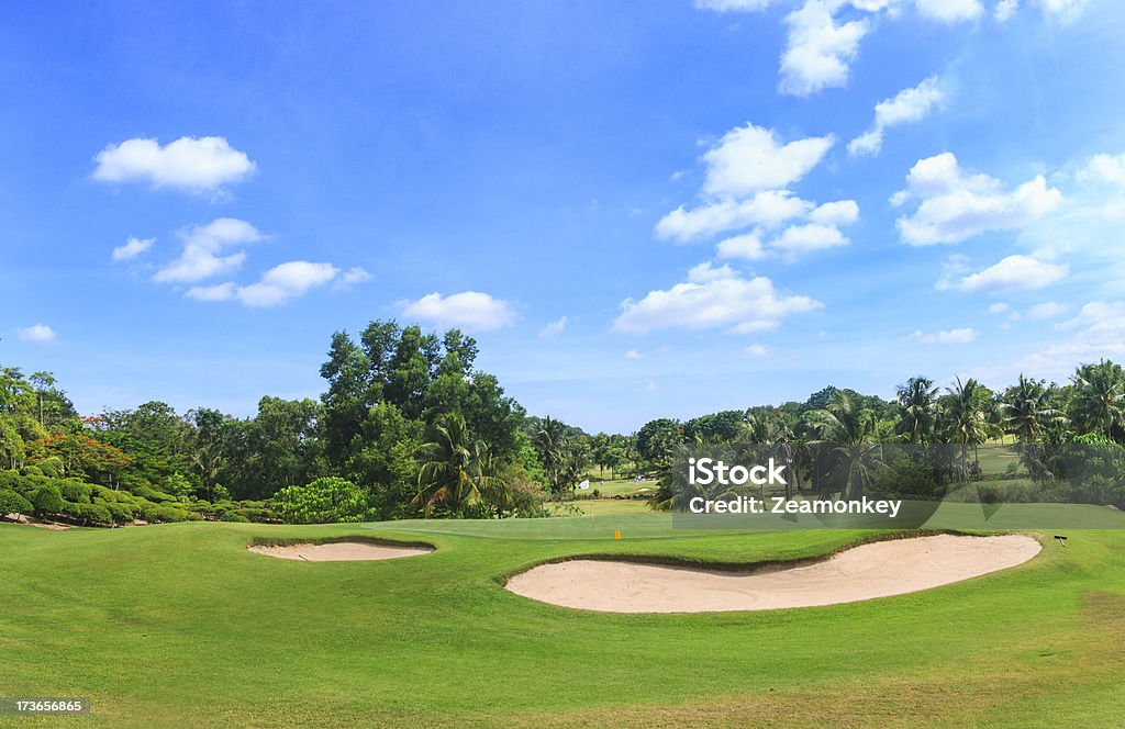 Campo de golfe com bunker e verde - Royalty-free Ajardinado Foto de stock