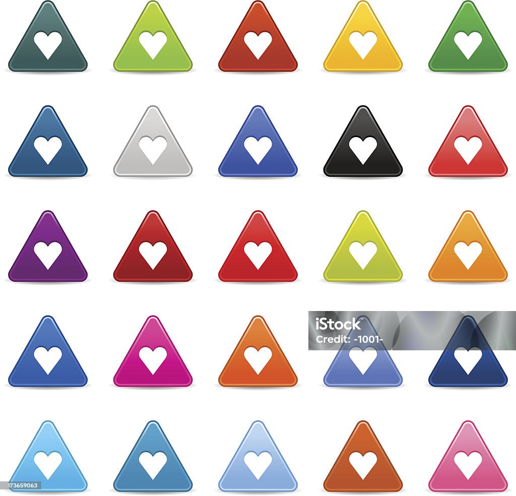 Corazón blanco signo Pictograma icono web triángulo satinado botón de internet - arte vectorial de Amarillo - Color libre de derechos