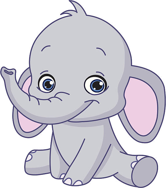 illustrazioni stock, clip art, cartoni animati e icone di tendenza di baby elefante - newborn animal illustrations