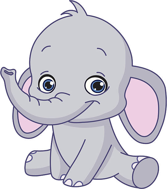 słoń dziecko - nowonarodzone zwierzę stock illustrations