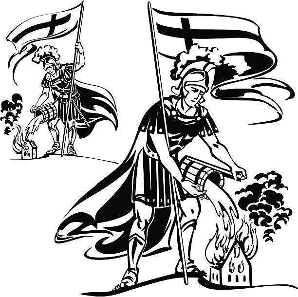 ilustraciones, imágenes clip art, dibujos animados e iconos de stock de dos temas st florian - santa
