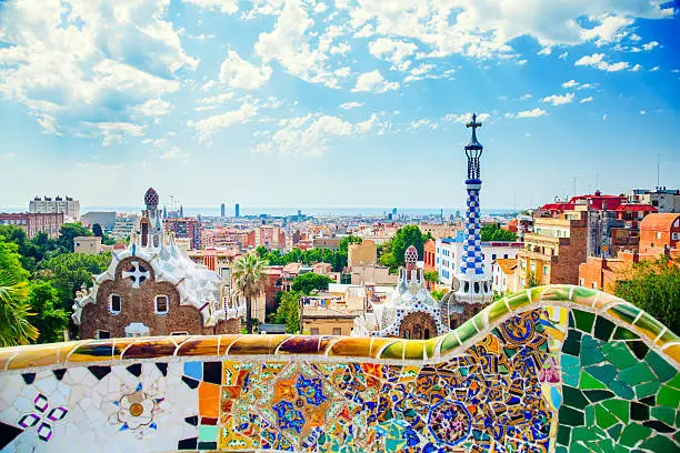 Photo of Panoramic view of Park Guell in Barcelona, Spain