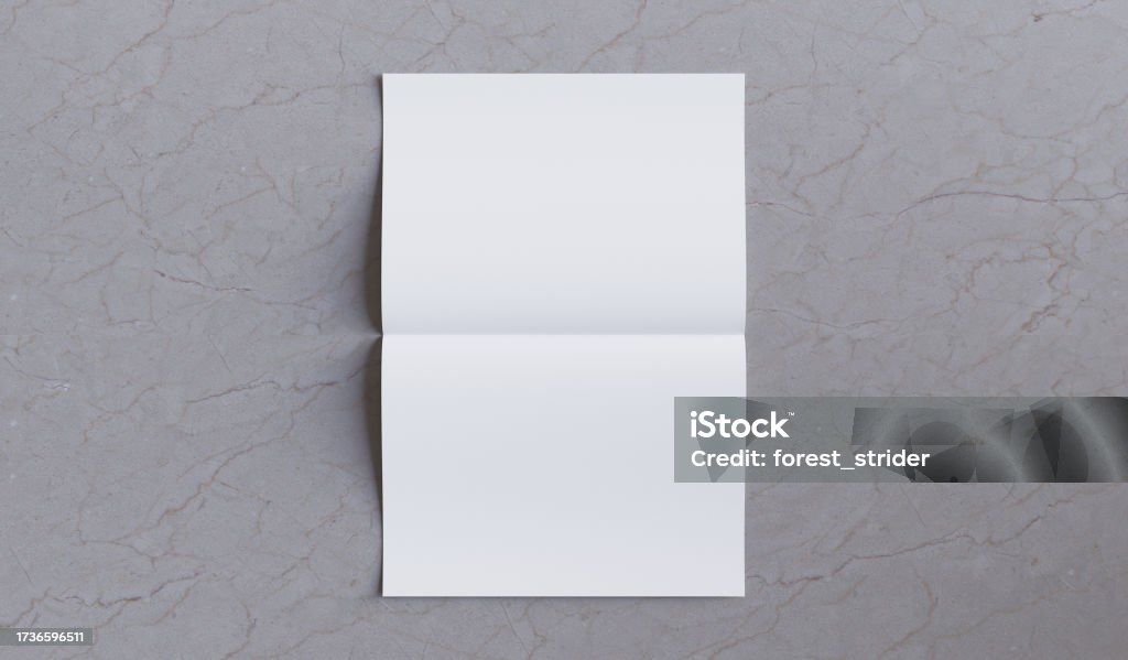 Blank White Brochure on Granite Background Blank White Brochure on Granite Background with soft shadow Folded Stock Photo
