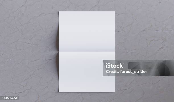 Blank White Brochure On Granite Background Stock Photo - Download Image Now - Folded, Model - Object, Poster