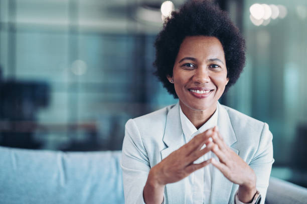 istock Smiling Black businesswoman 1736596537