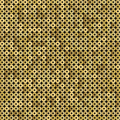 The golden sequin glitter background pattern offers a blend of elegance and opulence. Each sequin catches the ambient light, creating a dynamic sparkle that enriches the aesthetic appeal of any space it graces. This orderly array of sequins forms a mesmerizing pattern synonymous with luxury, making it a perfect backdrop for a sophisticated setting.