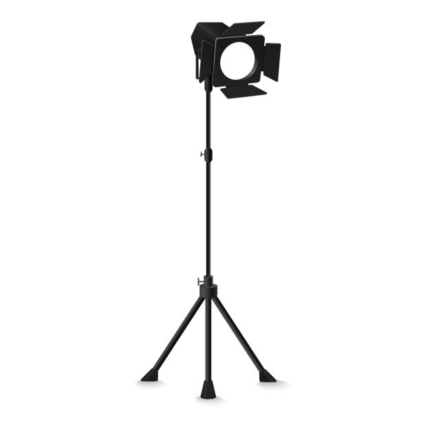 Spotlight illumination studio equipment Spotlight illumination studio equipment. Professional photoshoot tools vector illustration tripod vector stock illustrations