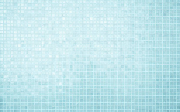 istock Blue light ceramic wall checkered and floor tiles mosaic background in bathroom and kitchen. Design pattern geometric with grid wallpaper texture decoration. Simple seamless abstract surface clean. 1736613331