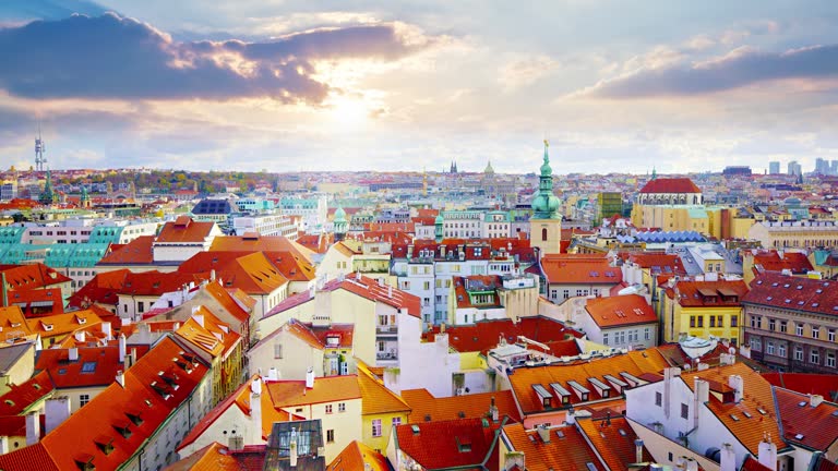 Prague Roof. Aerial View of CIty