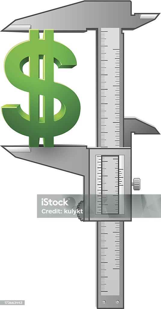 Compas de calibrage mesures symbole dollar - clipart vectoriel de Amélioration libre de droits