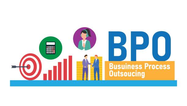ビジネスプロセスアウトソーシング(bpo) - contracting customer business currency点のイラスト素材／クリップアート素材／マンガ素材／アイコン素材