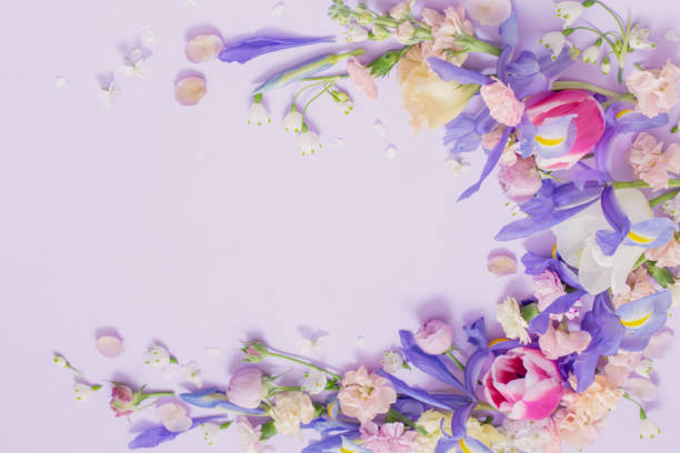 istock beautiful spring flowers on paper background 1736671431