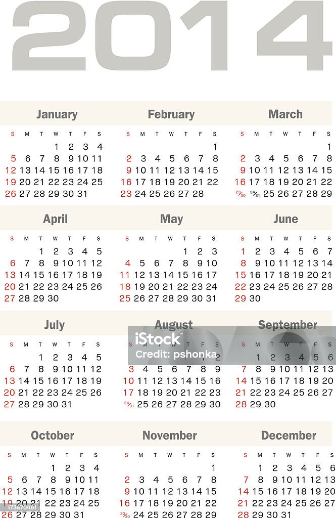 Kalender 2014 - Lizenzfrei 2014 Vektorgrafik