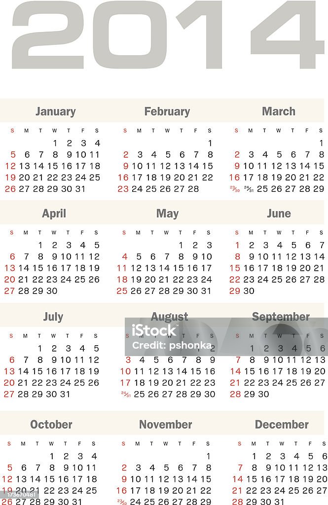 calendar 2014 Vector calendar for 2014 2014 stock vector