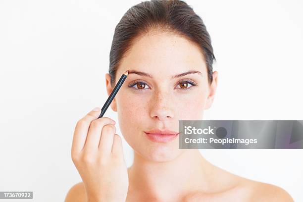 Putting My Face On Stock Photo - Download Image Now - Eyebrow Pencil, Eyebrow, Pencil