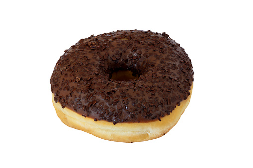 imperfect Chocolate donut isolated on white background