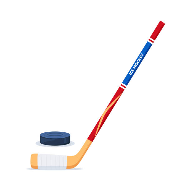 istock Ice Hockey puck and stick. Sport symbol. Vector Illustration isolated on white background. 1736723232