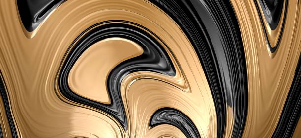 istock Glowing luxury liquid texture in gold and black. Color flowing, mix background 1736733529
