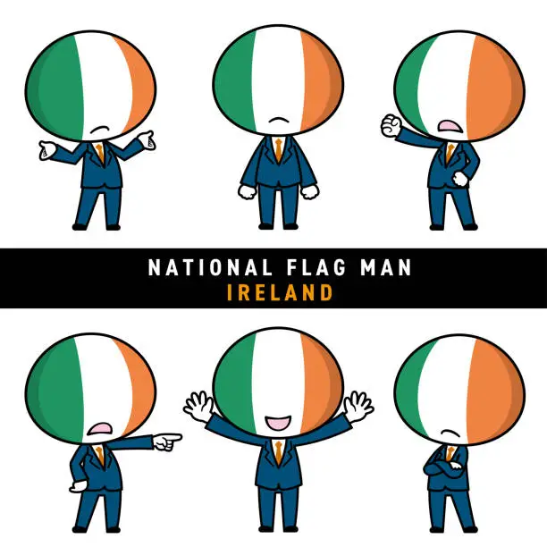 Vector illustration of Illustration of a character personifying the Irish flag