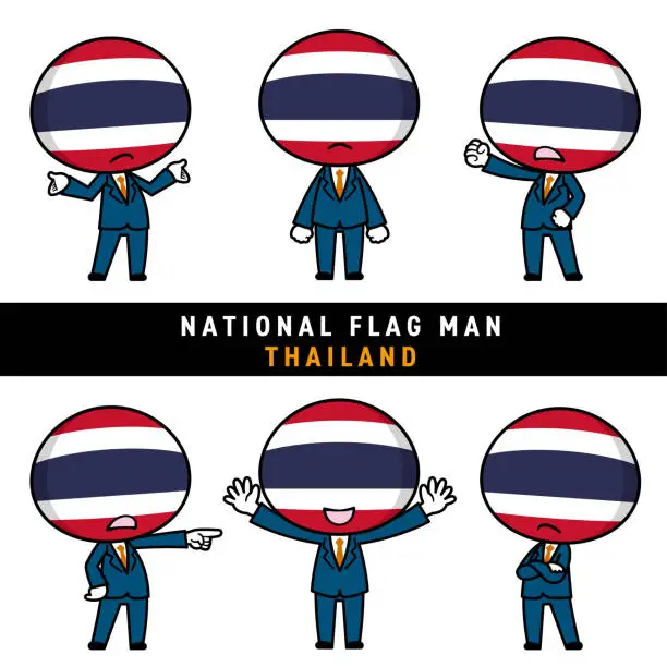 Vector illustration of Illustration of a character personifying the thailand flag